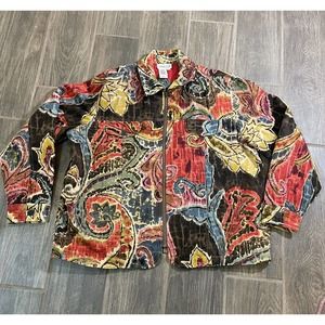 Coldwater Creek Women's 1x Colorful Embroidered Zip Collared Lined Blazer Jacket